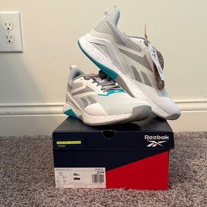 Reebok White and Teal Athletic Shoes